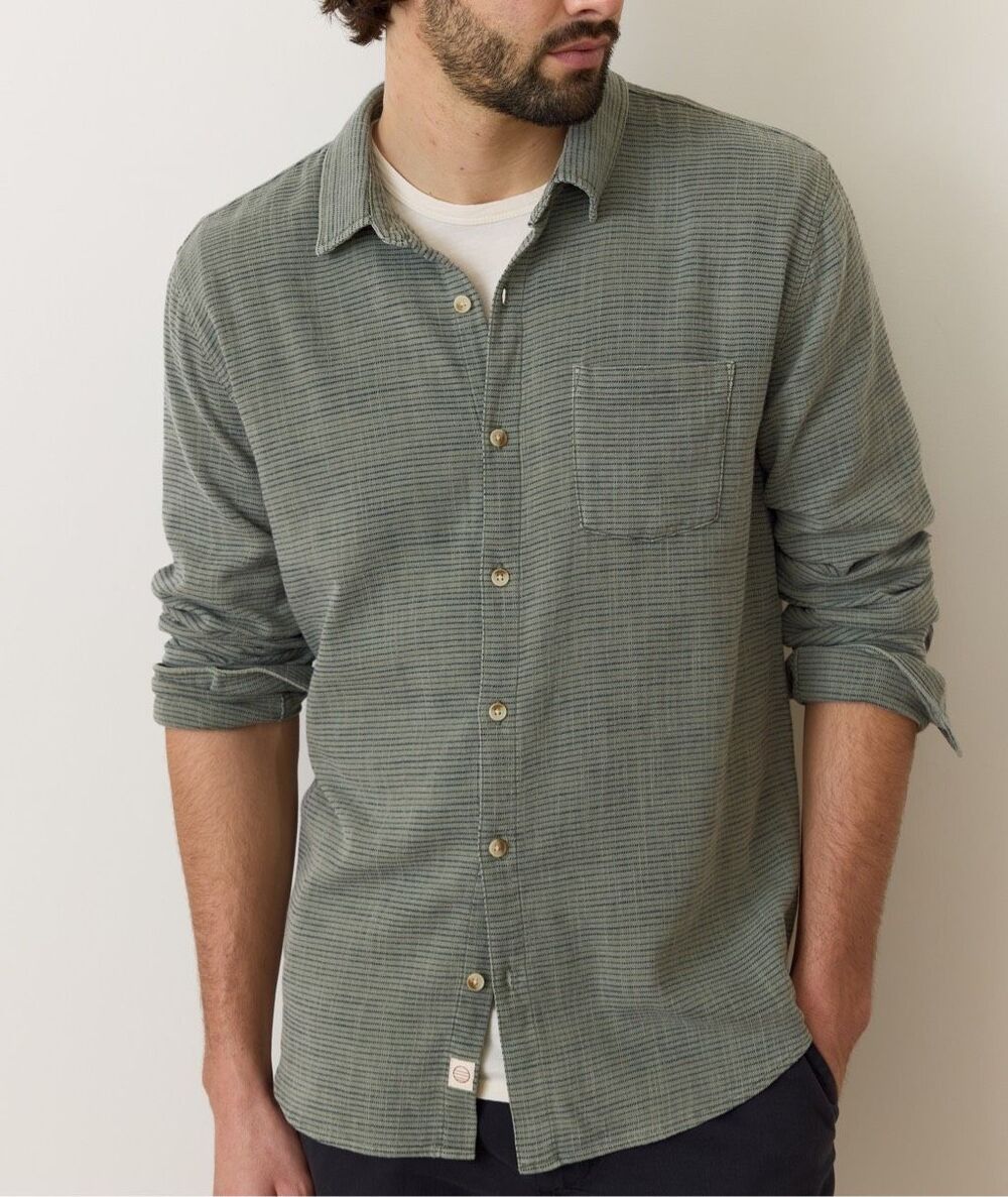 Marine Layer Stretch Selvage button down shirt green men's size large XL